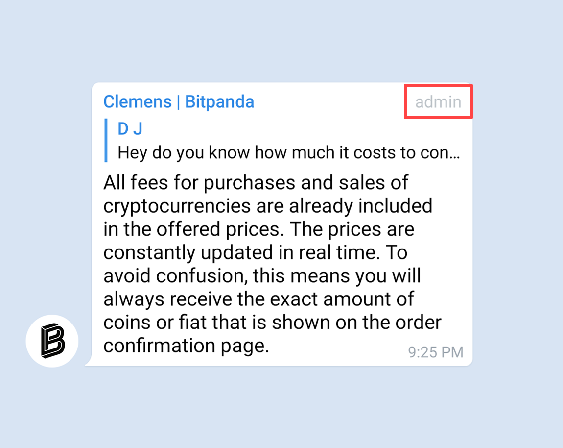Beheerdersmarkering op Telegram