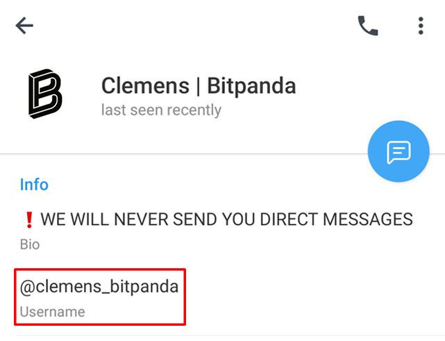 Controle van de gebruikersnaam na Telegram